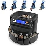 L LIKED CT550 USD Coin Sorter, Counter and Wrapper Machine Accurate sort for Nickels, Dimes, Quarters, Pennies, Dollars, Comes with 50 Performed Wrappers, 270 Coins/min, LCD Display