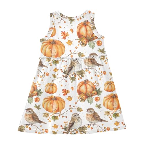 Girls' Dresses Thanksgiving Pumpkins Fall Bird Toddler Summer Dress Sleeveless Dresses for Girls Sundress2