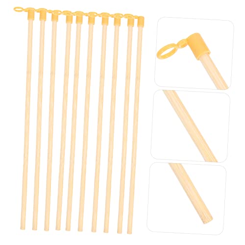 Image of 35Pcs Wooden Lantern Sticks for DIY Paper Lanterns, Handheld Lantern Poles with Ergonomic Grip, Multi-Color, 10.43 Inch