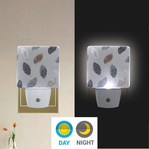 Luz Nocturna LED Sensor Gris con Diseño Pequeñas Plumas miniatura 4