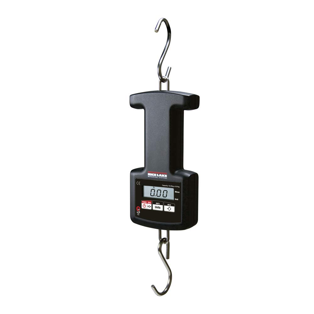 Rice Lake Scale, Hanging OS-25 25kg x 0.02kg/55lb x 0.05lb/55lb x 1/2oz Includes carrying case, (2) AA Batteries, manual Bottom hook fully attached, top hook removable