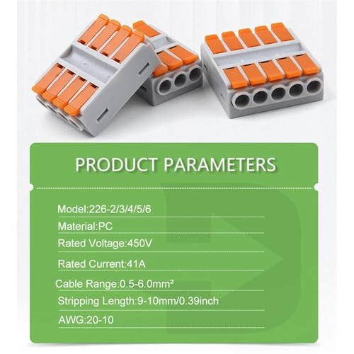 Conector de cable de inserción a presión de 6 mm² compacto para evitar fallos de corriente 3
