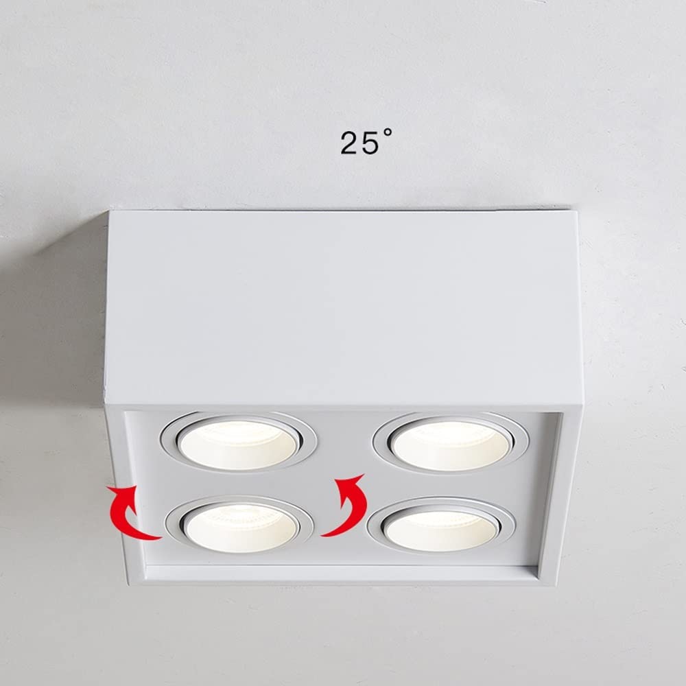 Apparecchio di illuminazione spot per camera da letto - Faretto da soffitto quadrato moderno orientabile a 4 fiamme - Attacco: GU10 max. 40 Watt, metallo bianco [Classe di efficienza energetica A++]