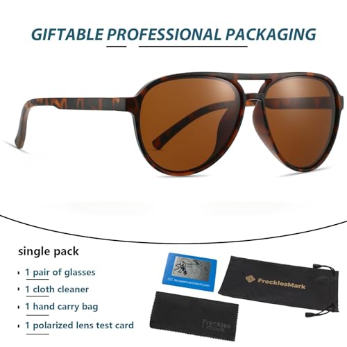 Image of Freckles Mark Classic Aviator Polarized Sunglasses for Men Women Double Bridge Retro 70s 80s Glasses Coloful Shades