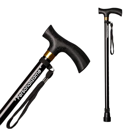 Imagen de Personalizable Bastón para Personas Mayores Extensible de Aluminiopara Hombres y Mujeres Mayores Regulable en Altura a 74-95cm Bastón Color Negro