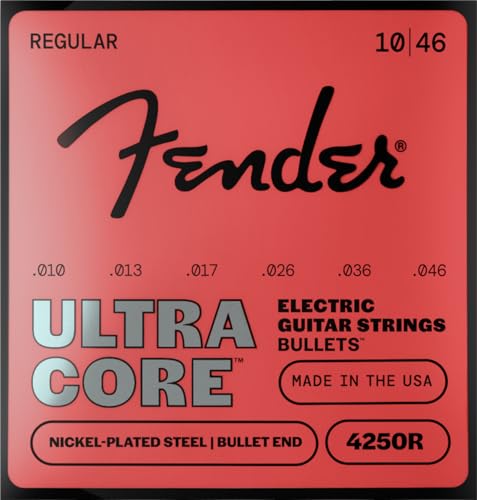 4250 Ultracore Guitar Strings, Nickel Plated Steel, Bullet End, 4250R Gauges .010-.046, (6) by Fender - Used condition - US$13.87