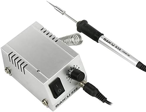 Soldering New protable BK-938 Soldering Station BAKU-938 15w 220V/110V for BGA SMD SMT DIP Soldering iron Work. Long Life Heater.BAKU 938 - (Color: Silver, Plug Type: EU)