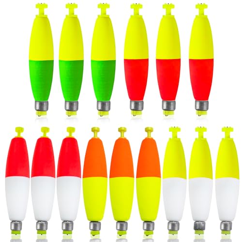 Gfsihod Fishing Bobbers Floats Set Weighted Fishing Bobbers for Fishing, Foam Snap on Float Weighted Bobbers Push Button Spring Fishing Floats Fishing Bobbers Assortment for Catfish (Plus)