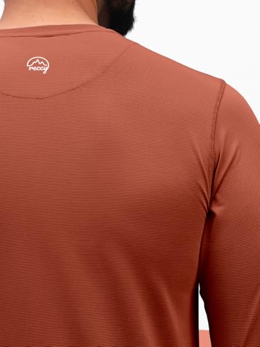 Image of Reccy Men's Trekking Hiking Ultralight Active Long Sleeve T-Shirt | Lightweight Quick Dry Breathable Activewear for Training, Travel & Outdoor Adventure