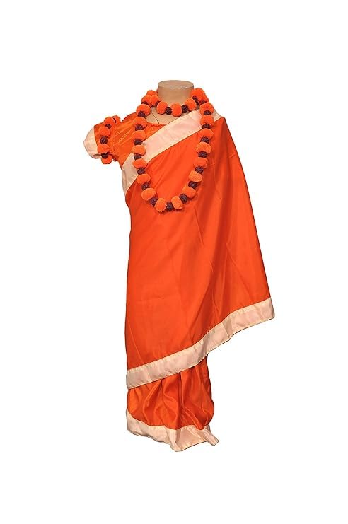 KKALAKRITI Meera Or Seeta Orange Saree for Kids Girls For School Plays Or Annual Function (5-6 Yr) (B0D6B9BNH8) Amazon Price History, Amazon Price Tracker