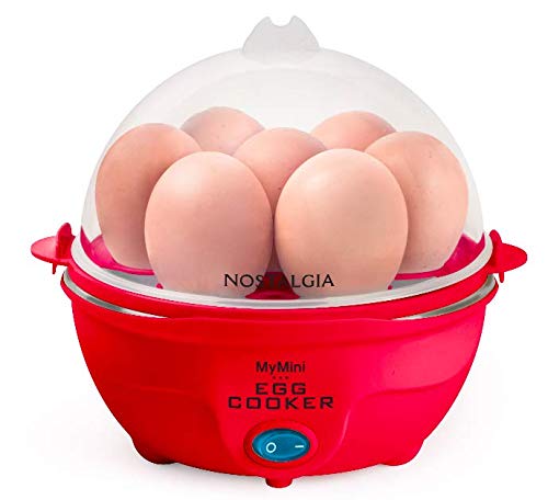 Nostalgic MyMini Egg Cooker Makes 7 Hard Boiled Eggs Also Poaches, Steams Vegetables, Omelets and Dim Sum Red