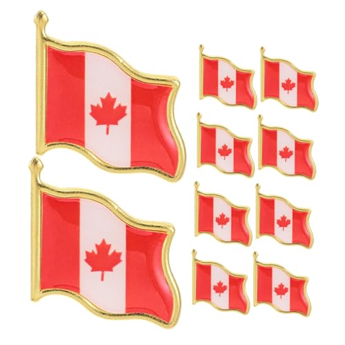 PACKOVE 10個 カナダ国旗エナメルラペルピン メープルリーフデザイン 軽量耐久性アイアン製 旅行お土産 贈り物に 男女兼用服帽子バッグ用