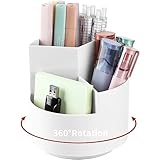 ペン立て 360度回転 ペンホルダー ペンスタンド 大容量 鉛筆立て 卓上 オフィス ぺんたて 3グリード分類鉛筆たて 回転ペンホルダー 多機能 分類箱 文房具収納ボックス 化粧品 収納 便利 オフィス 家庭生活用 収納ボックス グレー (ホワイト)