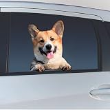 LEMONSODA Dog Car Window Decal Funny 3D Dog Decals for Any Smooth Surface (Corgi)
