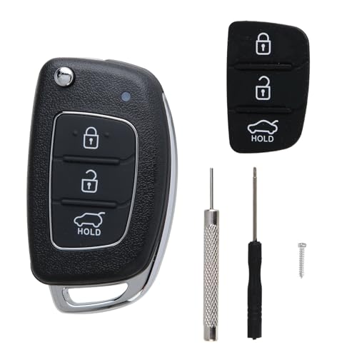 Coque pour Clé de Voiture Compatible avec Hyundai i10 i20 i30 i40 ix20 ix30 ix35 ix45 ix55 Tucson Santa Fe Elantra Accent 3 Boutons Silicone Télécommande...