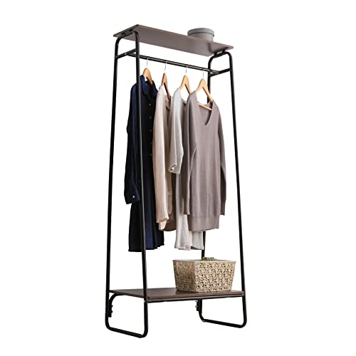 Iris Usa Clothes Rack With 2 Wood Shelves, Freestanding Clothing Racks For Hanging Clothes, Easy To Assemble, Standing Metal Sturdy Garment And Accessories Rack, Plant Stand, Black #TOP26