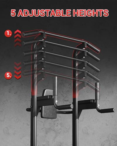 Image of Pull Up Bar Free Standing Power Tower Dip Station, 450 Lb Capacity Carbon Steel Pull Up Station for Home Gym, Adjustable Height for Pullups Chin Ups Dips Knee Raises