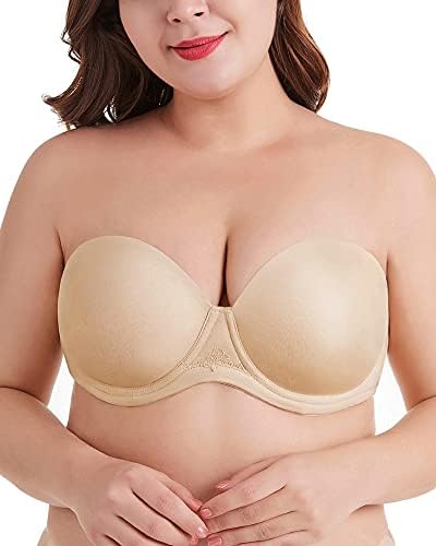 DotVol Women's Multiway Strapless Bra Full Figure Underwire Contour Beauty Back Plus Size Bra(34G, Beige)
