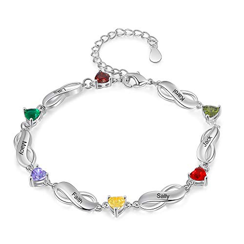 Bracelet gravé avec noms en acier haut de gamme et pierres de naissance ALBERTBAND