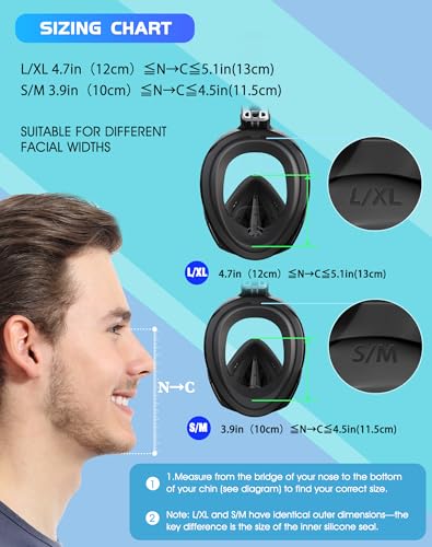 image for Greatever Full Face Snorkel Mask, Snorkeling Gear for Adults with Late