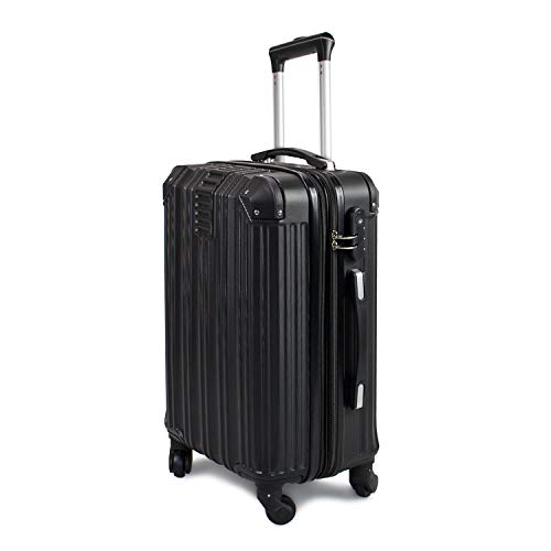 Leogreen - Valise Cabine Taille 51 cm, ABS Ultra Légère Bagage Cabine Rigide, Voyage Valise 4 Roues, 35L, Noir (Black)