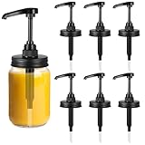 6 Packs Mason Jar Pump Lid for Regular Mouth Jars, Leak-Proof 2.8 Inch Mason Jar Soap Dispenser Pump Lid for Honey, Syrup, Liquid Condiments, Ketchup, Coffee and More