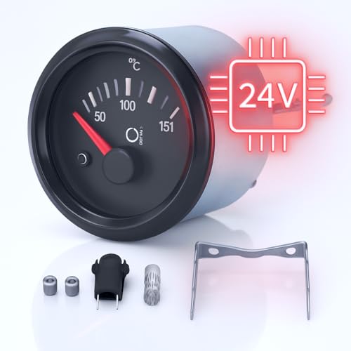 Risegun Öltemperaturanzeige, 52mm (24V) Präzisions-Sensor Generator Öl Kraftstofftemperaturanzeige für Dieselmotor 24 V LKW PKW 50-150 ℃