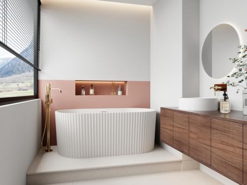 Miniatura 5 de Vente-Unique-Bañera Exenta De Acrílico - Blanco Mate - 220l - 150 X 75 X 58 Cm - Aliena