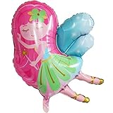 DIWULI Fee Luftballon, Folien-Luftballon süß, Geburtstagsballon, Folien-Ballon Pink Weiß für Geburtstag, Mädchen Kindergeburtstag, Motto-Party, Dekoration, Geschenk-Deko, Geburtstags-Deko, Zauber