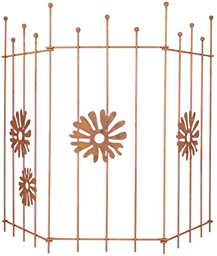 KOTARBAU® Edelrost Gartenzaun Beetzaun Zaunelement 3X | 120 x 46 cm | Rankhilfe Palisade Rost-Dekor Metall-Rankgitter