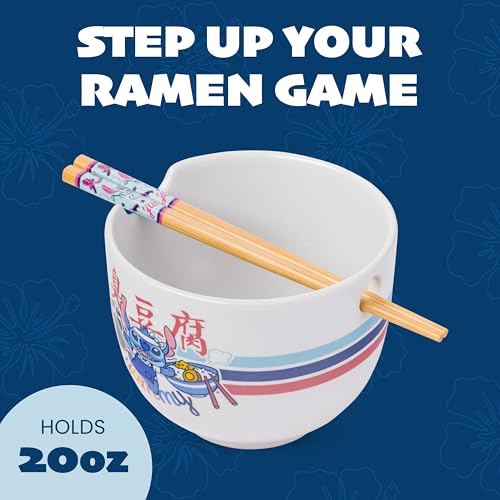 Image of Silver Buffalo Lilo and Stitch Yummy, Ramen Bowl with Chopsticks, 20oz