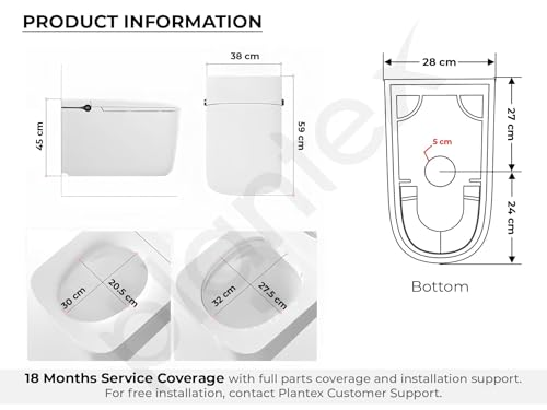 Image of Plantex Smart Commode /Auto Lid Closing and Flushing with Foot Sensor with 18 Months Warranty Automatic Toilet with Water Saving Technology /Heated Toilet Seat - S Trap (White)
