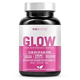 GLOW by GoBiotix | Hair, Skin and Nails Vitamins | 10,000mcg Biotin | Multivitamin w/ Hyaluronic Acid, Folic Acid, Iron, Magnesium, Zinc | Antioxidant-Rich| Boosts Collagen Production - 90 Veggie Caps