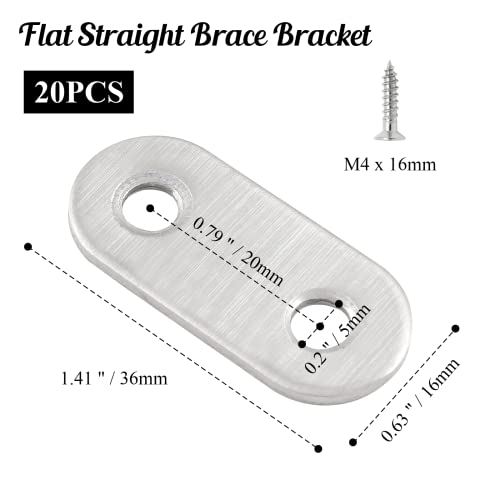 Bivethoi 20pcs Flat Straight Brace Bracket 1-1/2 Inch, Silver by Bivethoi - Used condition - Image 4