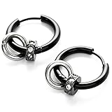 [SEIYA INTERNATIONAL] ピアス メンズ フープピアス 2連 リング リングピアス レディース 両耳 セット (ブラック)