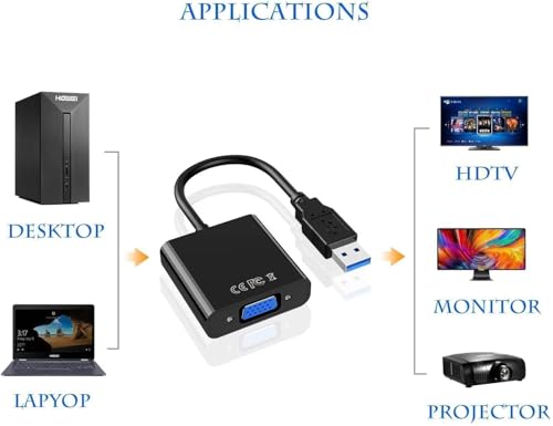 Image of USB 3.0 VGA Adapter External USB 3.0 Video Display Cable for PC Laptop Windows 7 /8 / Vista and Win 10