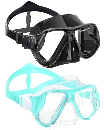 Keary 2 Pack Swimming Goggles with Nose Cover for Adult Men Women Youth, Anti-Fog 180°Wide Clear View Soft Silicone Skirt Pool Underwater Water Swim Mask Glasses for Adults Tenns