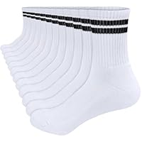 ouhos 6 Pairs Kids Boys White Black Cushioned School Walking Socks Thick Soft Warm Comfortable Sports Cotton Calf Socks 6-12 Years Gifts for Girls Children