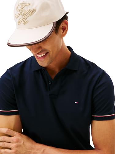 Image of Tommy Hilfiger Men's Short Sleeve Casual Polo Shirts in Slim Fit with Liquid Cotton and Cuff Designs