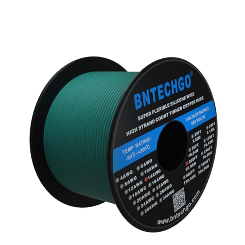 Câble silicone 14 AWG vert 200 pieds Bntechgo pour câblage souple - 2
