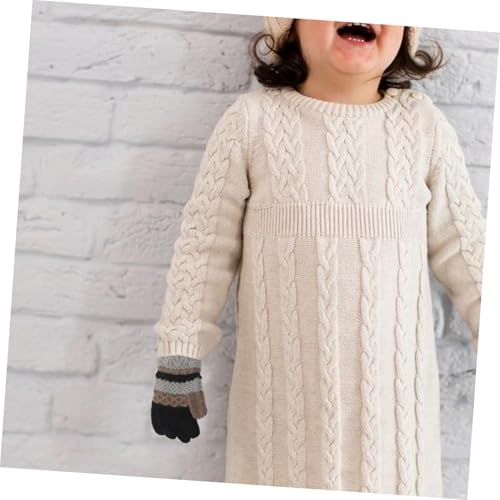 BESPORTBLE 1Pair Warm Knit Gloves for Cozy Winter Mittens Soft Striped Design Comfortable Thermal Protection for Boys for Cold Weather and Daily Activities4
