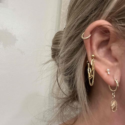 14K Gold Plated Drop Chain Link Dangle Earrings for Women Threader Earrings2