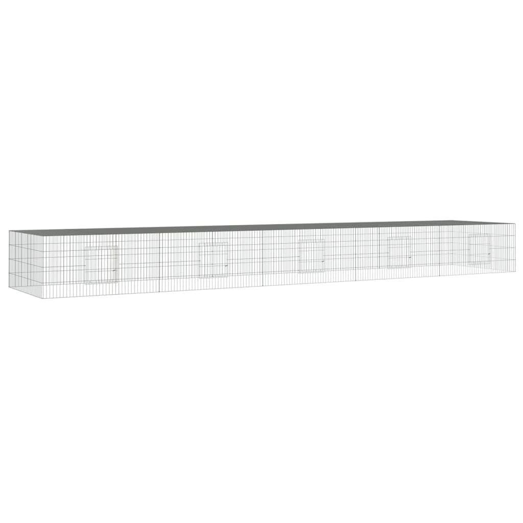 vidaXL Gabbia per conigli a 5 pannelli, per piccoli animali, recinto per conigli, recinto per animali domestici, con porta, 541 x 109 x 54 cm, ferro zincato