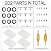 DisplayMore 232Pcs 3.75 inch G.i Joe Action Figure Replacement Accessories,Include 50Pcs T Hooks+50Pcs O-Rings +120Pcs Screws+2Pcs Spanner+10Pcs Figure Display Stands (Clear Square Stands Set-A)