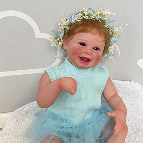 Zero pam 20 Zoll Reborn Puppe Mädchen Realistisch Silikon Baby Puppen Mit Haar Blaue Augen Lebensecht Reborn Toddler 50CM Reborn Baby Puppen Wie Echt Weicher Stoffkörper – Bild 3