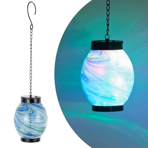 VEWOGIFT Solar Hanging Lanterns Outdoor, Waterproof Solar Glass Lights, Color Changing Led Lamp Light for Garden Yard Tree Home Xmas Decor