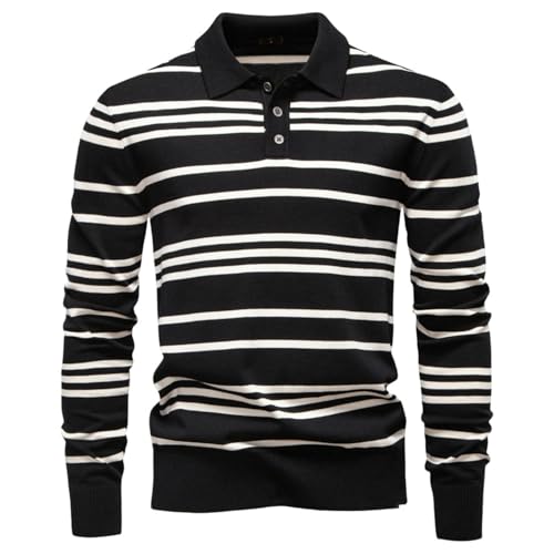 Pull en tricot noir homme vêtement chaud automne hiver à rayures