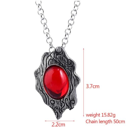 DUNHAO COS Anime Red Crystal Pendant Necklace Amulet Gift for Men and Women Halloween Cosplay Accessory2