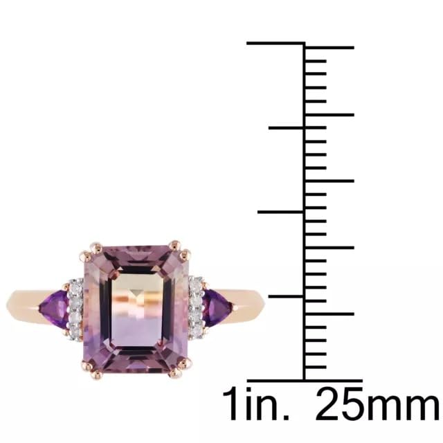 2.00 Ct Emerald Cut Ametrine Women's Engagement Band Ring 14k Rose Gold Finish 925 Sterling Silver3
