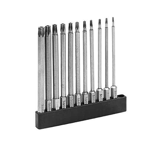 11pcs T6-T40 100mm Magnetic Torx Screwdriver Bits 1/4 Inch